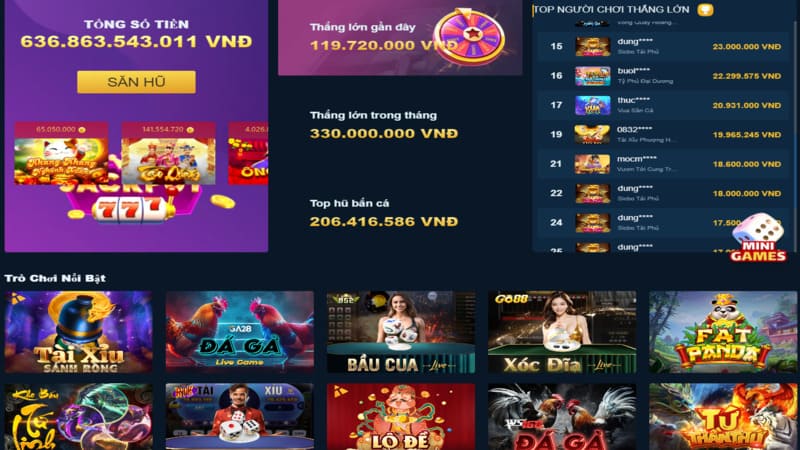 Giao diện Lucky88 với hơn 50+ tựa game