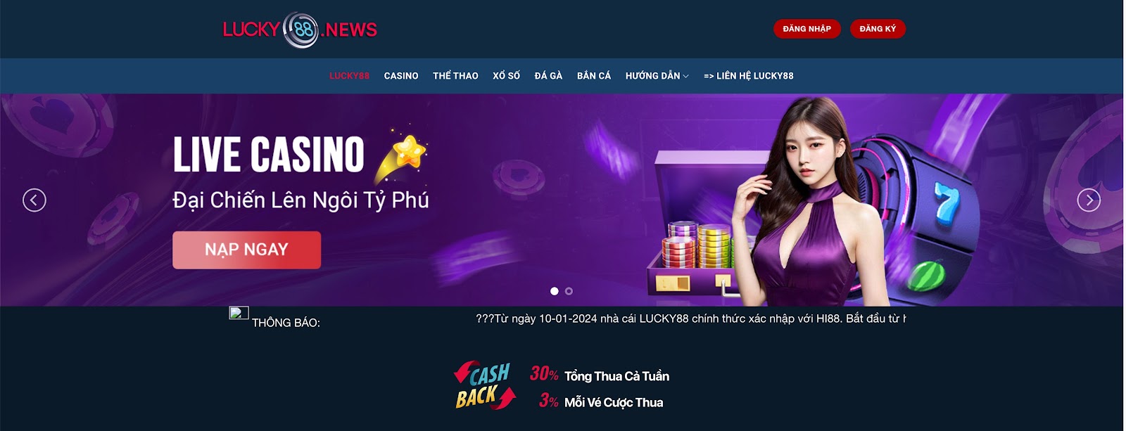 Sảnh Casino lucky88