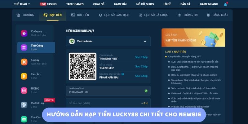 Nạp tiền Lucky88 qua thẻ cào